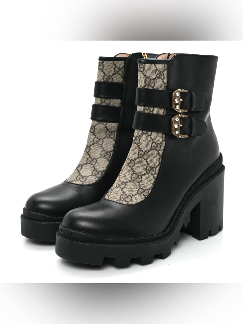 Gucci, Kensington GG Supreme Crystal embellished ankle boots size 41.5